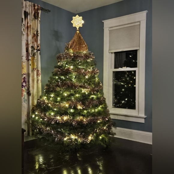 Anthropologie Light-Up Shooting Glass Star Tinsel Tree Topper - Picture 4 of 5